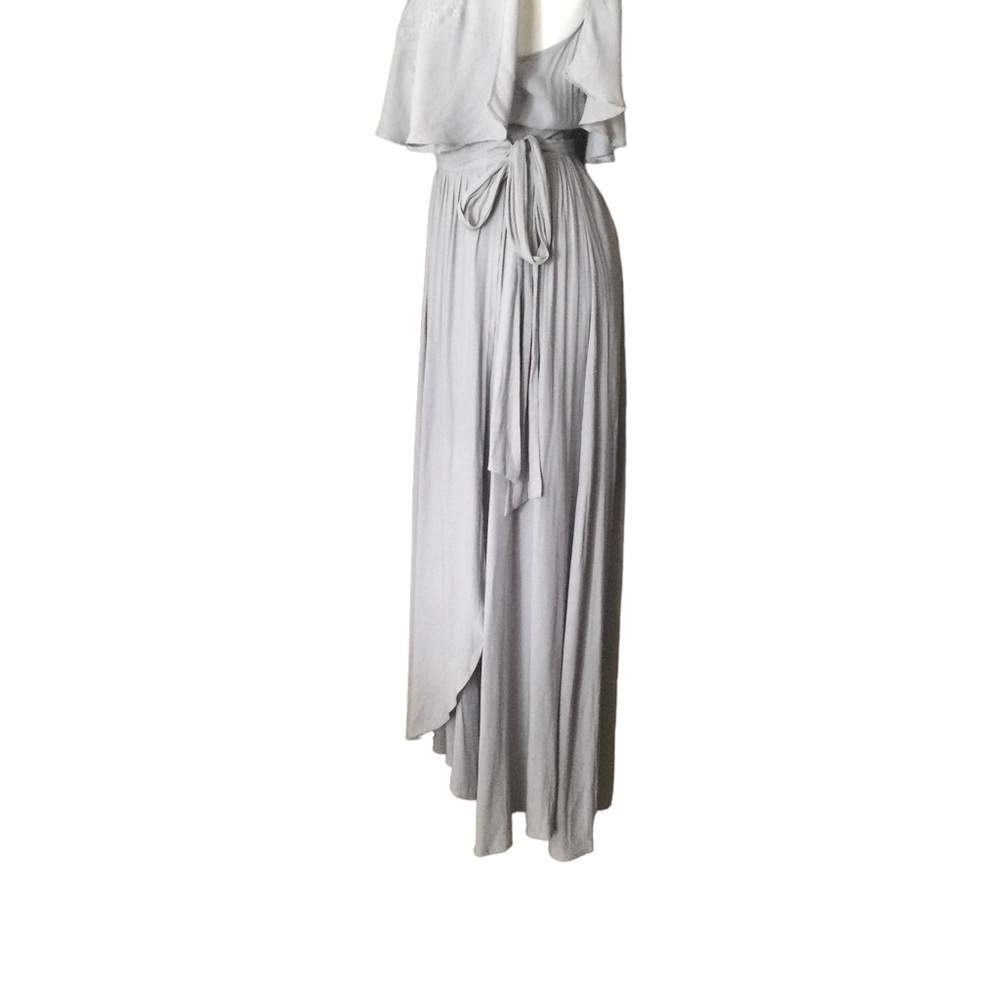Free People Blue Gray Embroidered Fiona Maxi True Wrap Dress - Picture 9 of 15